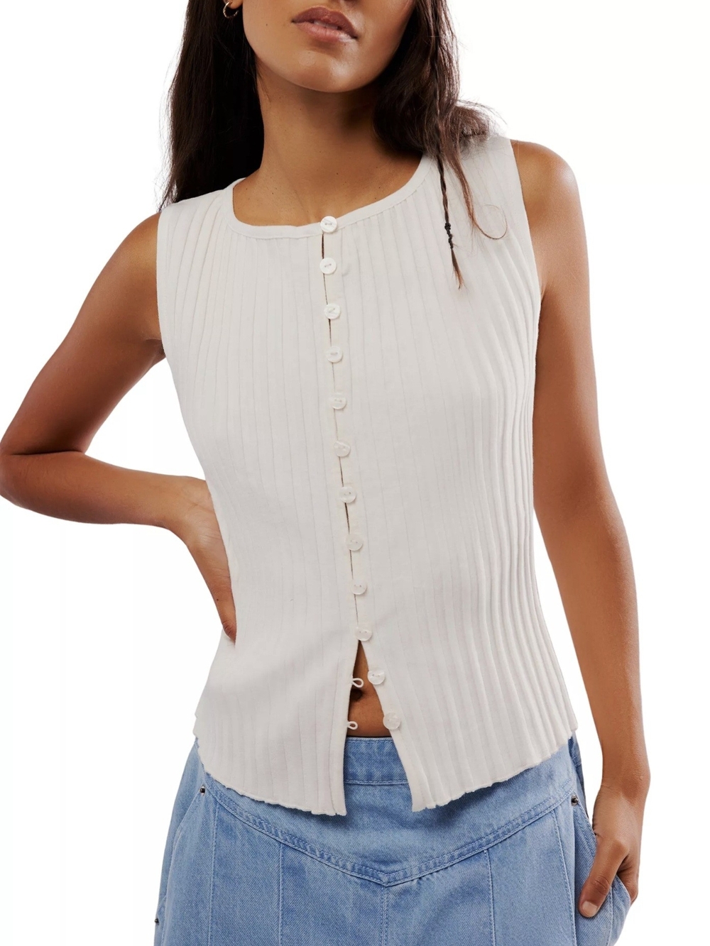 Nwt Free People White Tilly Tank (Sized/tagged Incorrectly)